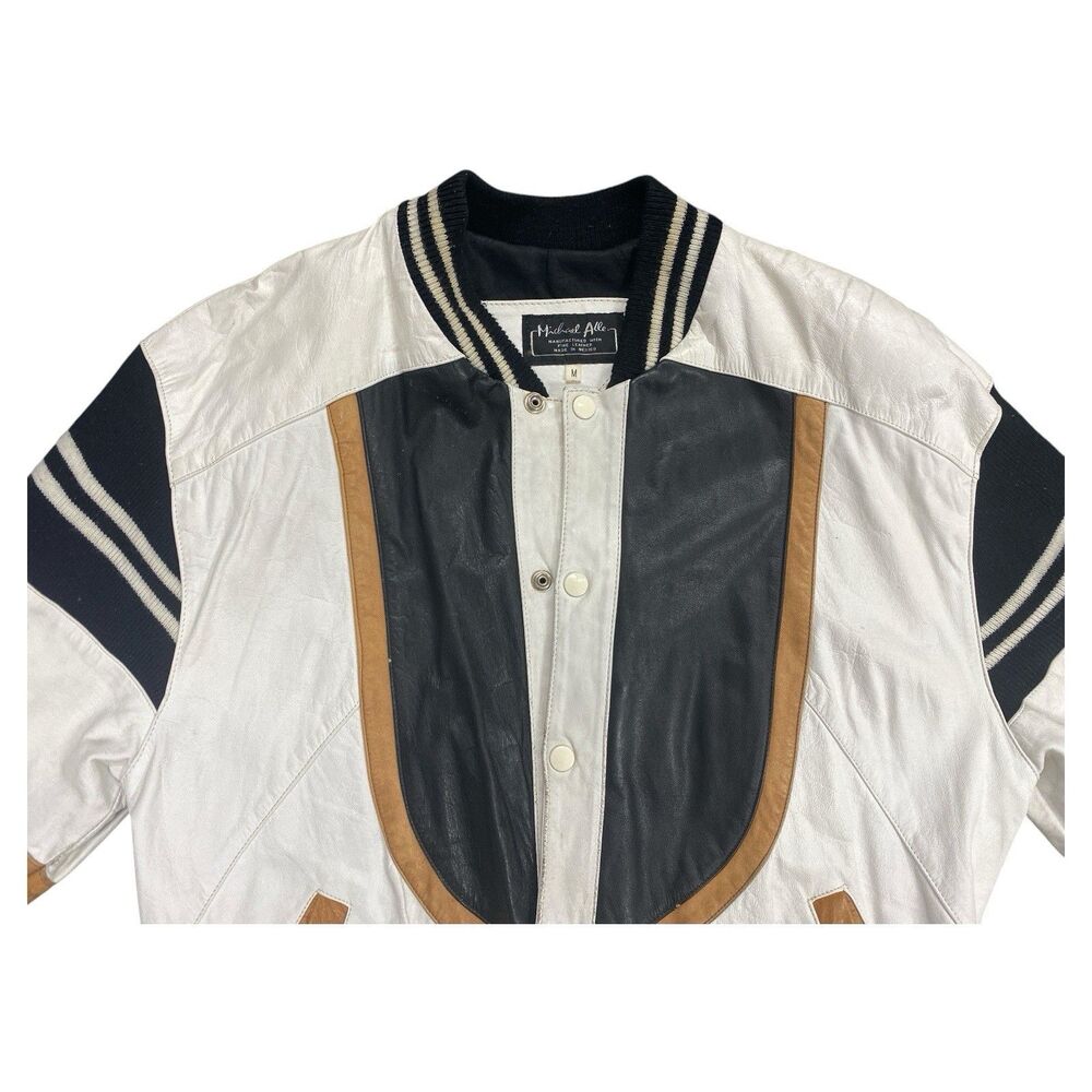 Vintage Michael Alle Manufacturers Leather Basketball Jacket Men's Sz Med. *READ - Picture 3 of 13